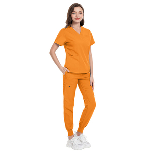 Nuevos Uniformes Médicos de Poliéster Tejido a la Moda para Mujer, Cuello en V, Elásticos, con Logotipo Personalizado, Ropa para Doctoras y Enfermeras - Product Image 5