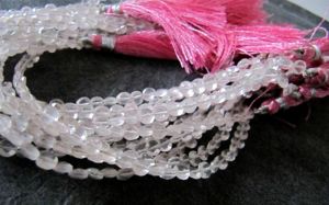 Perles de quartz rose naturel facettées en forme de pièce de monnaie, 4,5 mm, vendues par brin de 8 pouces - Product Image 3