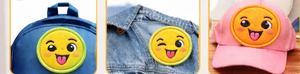 Lot de 100 écussons brodés visage souriant clignotant, couleur unie, thermocollants/à coudre pour sacs à dos, vêtements, chapeaux, jouets - Product Image 6
