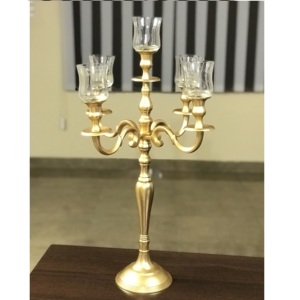 Factory Offer Aluminum Handmade Candelabra with Glass Votives New Design Wedding Centerpiece Luxury Tealight <b>Candle</b> Holder - Product Image 1