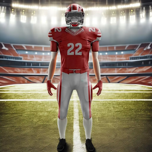 Ensembles d'uniformes de football américain légers, respirants, à manches courtes, personnalisables, grandes tailles, nouveau style, couleur unie, service OEM, devant - Product Image 3