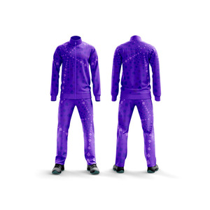 Men's Purple Gradient 2-in-1 Plus Size Tracksuit Half-<b>Zip</b> Stand Collar Sweatshirt Pants Set Casual Sportswear Winter Wear - Product Image 4