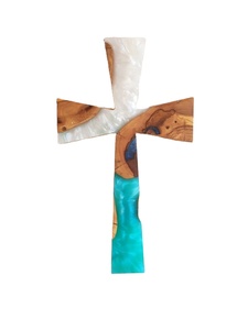 Cruz hecha a mano de madera de olivo de resina epoxi de gran venta, perfecta para boda, bautismo, inauguración de la casa, regalos de cumpleaños y Navidad, nuevo - Product Image 2