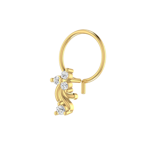 AJRETAIL Bijou de piercing en or 14 carats, design en cascade de fleurs avec diamant naturel de 0,06 ct, pince-nez - Product Image 4