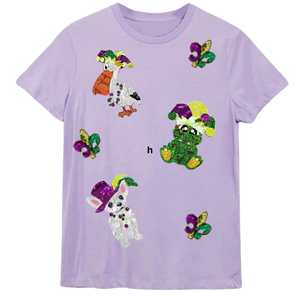 Mamou Mardi Gras Y'all Solid pour femme, streetwear, col rond, manches longues, décontracté, printemps-été, jersey 100% coton respirant - Product Image 2