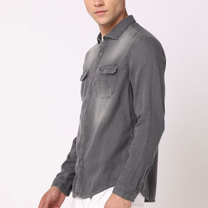 Chemises en jean pour hommes à manches longues, décontractées, personnalisables par le fabricant, chemises en jean boutonnées, fournisseur d'usine - Product Image 2