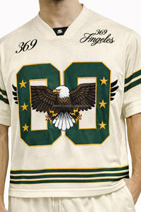 Camiseta Deportiva Oversize de Fútbol Americano en Cuero Sintético Negro con Estampado Personalizado Blanco, Manga Corta, Estilo Urbano y Inspiración Moto - Product Image 3