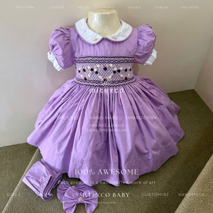Robe pour filles de couleur violette en coton doux, design personnalisé, fabriquée au Vietnam par MITEXCO, fournisseur fiable - Product Image 1