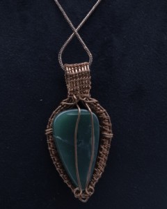 Collar con Colgante de Piedra de Ágata Natural Envuelto en Alambre de Cobre, Joyería Boho Hecha a Mano con Piedras Preciosas, Venta al Por Mayor - Product Image 4