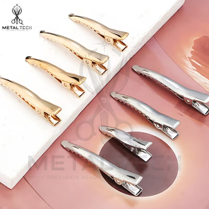 Prix d'usine - Offre Spéciale : Lot de Pinces à Cheveux Professionnelles en Métal Doré et Argenté, Antidérapantes, Type Bec de Canard, pour Salon de Coiffure - Product Image 6