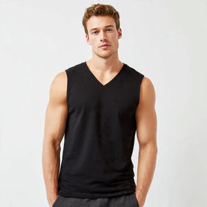 Camisetas sin Mangas con Cuello en V para Hombre, Nueva Moda Urbana, 100% Algodón Poliéster, Camiseta Ligera para Hombre, Camiseta con Cuello en V para Hombre - Product Image 4