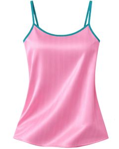 Pink Teal Satin Women Pajama Set Silk Sleepwear <b>Spaghetti</b> <b>Strap</b> Cami And Shorts Soft Luxury Nightwear Summer Lounge Set - Product Image 2