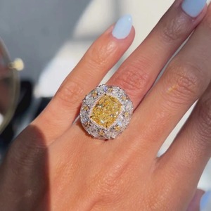 5 CT Fancy Yellow <b>Emerald</b> Cut Moissanite 925 <b>Silver</b> Prong Setting Engagement <b>Ring</b> for Women-Party Gift - Product Image 2