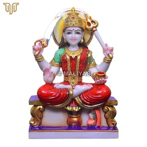 Statue de Santoshi Mata en marbre de qualité supérieure avec épée et trishul |   Marbre Santoshi Maa Murti, Idole de la déesse sculptée à la main pour la maison et le temple - Product Image 5