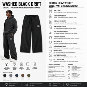 Pantalon de jogging ample pour homme, taille élastique avec cordon de serrage, en molleton de coton délavé, décontracté, avec logo personnalisé, respirant sur la jambe droite - Product Image 3