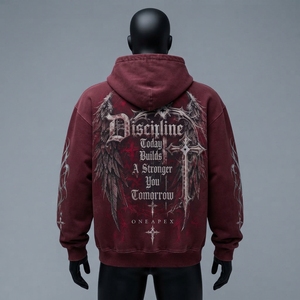 <b>Men's</b> <b>Burgundy</b> <b>Hoodie</b> Sublimation Print Oversized Pullover Sweatshirt Streetwear ONEAPEX Custom Wholesale - Product Image 3