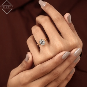 Elegante Anillo de Diamantes con Bisel Ovalado en Oro Amarillo, Joyería de Compromiso Solitario para Mujer, Regalo de Aniversario Nupcial - Product Image 5