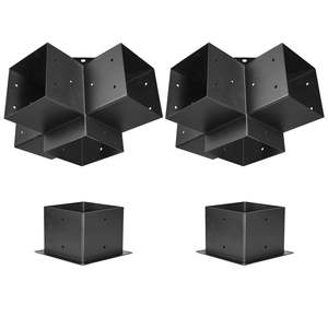 2-Piece 4-Way <b>Heavy</b> <b>Duty</b> Corner Bracket Kit 6x6 Inch Inner Size (5.5x5.5 Inch) Easy Installation for Canopy <b>Gazebo</b> Pergola - Product Image 1