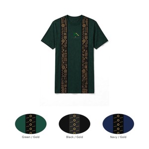 T-shirt personnalisé vert or avec symboles anciens, streetwear de luxe pour homme, en jersey de coton, art égyptien, vente en gros usine OEM - Product Image 5