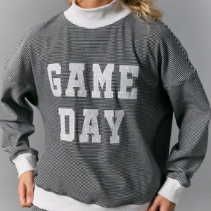 Custom Logo Embroidered Front Letter Women's Mockneck Casual Winter Fleece Oversized Long Sleeve Pullover Sweatshirt - Product Image 2