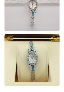 Reloj de Lujo para Mujer con Diamantes, Cuarzo, Calendario, Caja de Latón de 18 mm de Ancho, Resistente al Agua 3BAR, Batería con 2 Años de Duración, Puntero Ovalado - Product Image 4