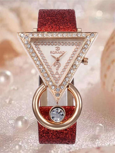 NW1434 Women Gold Leather Strap Trendy Personalized Luxury Women's Quartz Watch - Product Image 6