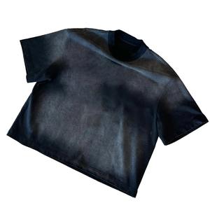 Camiseta de Marca Moderna para Hombre, Estilo Retro Americano, Lavado Vintage, Tejido Grueso de 260g, Algodón Puro Teñido con Cera - Product Image 1