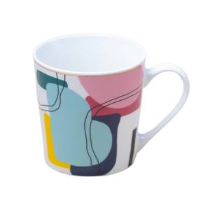 Taza de Café de Cerámica Moderna y Abstracta, Diseño Artístico Geométrico Colorido Único con Borde Dorado, para Decoración de Cocina y Regalos de Oficina - Product Image 2