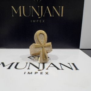 Anillo de Lujo de Oro de 14k con Cruz, Estilo Hip Hop, Anillos Finos con Diamantes Cultivados en Laboratorio con Claridad VVS, Corte Brillante Redondo, Anillo de Fiesta, Certificado IGI, Joyería Fina - Product Image 3