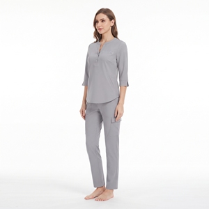 Hawkeye <b>Women</b> <b>Scrub</b> <b>Set</b> 2 Piece Gray Hospital Uniform Pants Top Medical Workwear - Product Image 2