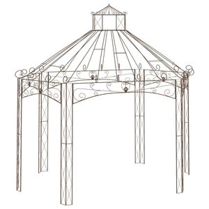 Grand pavillon de jardin en fer forgé brun antique - Product Image 1