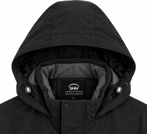 <b>Men</b>’s <b>Black</b> Hooded Shell <b>Jacket</b> Minimalist Waterproof Windbreaker with Storm Flap Pockets Custom Outdoor <b>Rain</b> Coat Wholesale - Product Image 6
