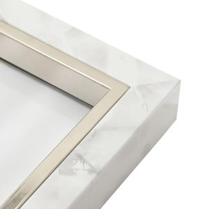 Premium <b>Designer</b> White Marble Effect Picture <b>Frame</b> with Silver Metal Trim for Home Decor & Photo <b>Frame</b> - Product Image 2