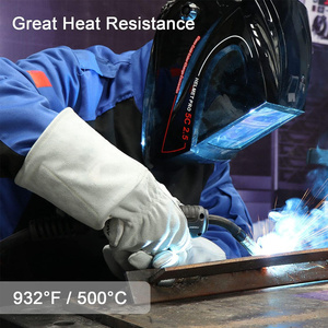 Gants de soudage TIG en cuir de vachette pleine fleur et croûte de cuir renforcés, ignifuges, haute performance, pour la lutte contre les incendies et le barbecue - Product Image 6