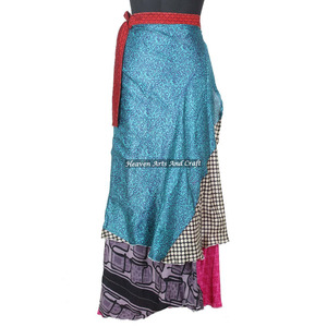 New High Fashion Ladies Silk <b>Wrap</b> <b>Skirts</b> Women Wear Vintage Silk Sari Long Length <b>Wrap</b> Around <b>Skirt</b> 2 Layer Reversible Saree - Product Image 6