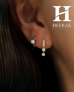 Pendientes de Aro de Plata de Ley Chapados en Oro de 18K con Moissanita de Lujo |   Pendientes Huggie Bali con Diamantes de Laboratorio VVS1 para Mujer - Product Image 5