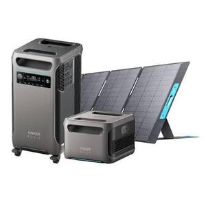 Anker SOLIX F3800 portable power station with an expansion <b>battery</b> and <b>solar</b> <b>panels</b>. - Product Image 1