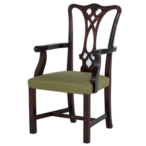 Fauteuil de salle à manger classique style Chippendale en acajou, reproduction antique, dossier à rubans, chaise en bois massif pour salle à manger 1404439 - Product Image 2