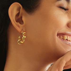 PRAO 2 <b>Fine</b> <b>Hoop</b> <b>Earrings</b> Anti-Tarnish Gold Plated Spiral Design Elegant and Luxurious Style - Product Image 6