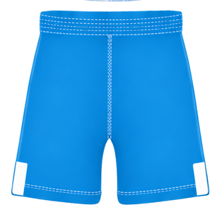 Ensemble uniforme de rugby bleu clair, blanc et gris à manches courtes, maillot de rugby à col rond avec motif, short à cordon de serrage, performance athlétique pour équipe - Product Image 6