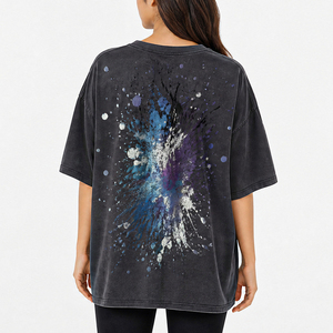 Women's Oversized Crew Neck T-<b>Shirt</b> With Blue Purple <b>Paint</b> Splatter Graphic Print Drop Shoulder Loose Fit T <b>shirt</b> for Women - Product Image 2