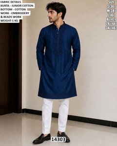 Kurta traditionnel pour homme Zayaan, brodé Bandhani, pour fêtes, mariages et Diwali, coupe régulière, longueur au sol, séchage rapide, toutes saisons - Product Image 1