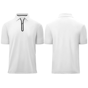 Camiseta polo blanca de punto de alta calidad para hombre, transpirable, de manga corta, informal, personalizable. - Product Image 2