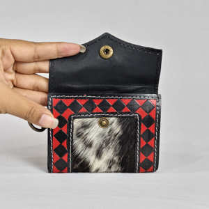 Top Selling Genuine Leather Card <b>Holder</b> Snap Closure Multi-functional <b>Wallet</b> Canvas Lining Minimalist Style Short Length - Product Image 4