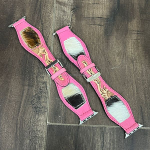 Correas de reloj de cuero genuino de vaca con pelo, estilo occidental de lujo 2026, bonitas correas de repuesto de cuero genuino rosa para relojes inteligentes de mujer - Product Image 4