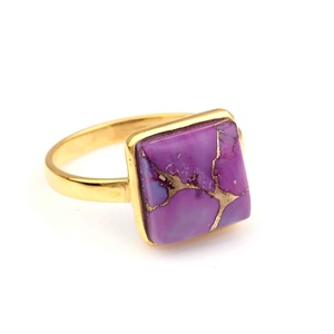 2025 Customized 925 Sterling Silver Fine <b>Ring</b> Natural <b>Turquoise</b> 12mm Square Mohave Purple Copper Eternity Vermeil Women Jewelry - Product Image 1