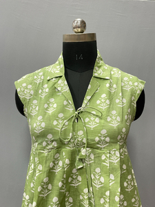 เสื้อผ้าฝ้ายทำมือสำหรับผู้หญิง สไตล์ญี่ปุ่น คอวี ลายดอกไม้ พิมพ์ลายบล็อก เป็นมิตรกับสิ่งแวดล้อม เหมาะสำหรับฤดูใบไม้ผลิและฤดูร้อน สวมใส่สบาย - Product Image 2