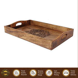 Bandeja de Madera Tallada a Mano de Color Quemado, Diseño Atractivo, Forma Rectangular, de Alta Calidad, para Servir Alimentos, para Compra al por Mayor - Product Image 2