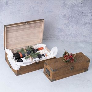 Caja de Presentación de Vino de Madera Maciza Hecha a Mano, Caja Vertical para Botellas de Vino con Puerta con Bisagras, Cofre de Almacenamiento de Vino de Madera, Empaque de Regalo para Vino - Product Image 5