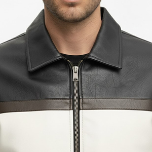 เสื้อแจ็คเก็ตหนังผ้าใบสำหรับผู้ชายสำหรับฤดูหนาว คอตั้งแบบซิป แต่งขอบด้วยหนังแกะ ไซส์ใหญ่ ขายส่งเสื้อแจ็คเก็ตฤดูหนาวสำหรับผู้ชาย - Product Image 5